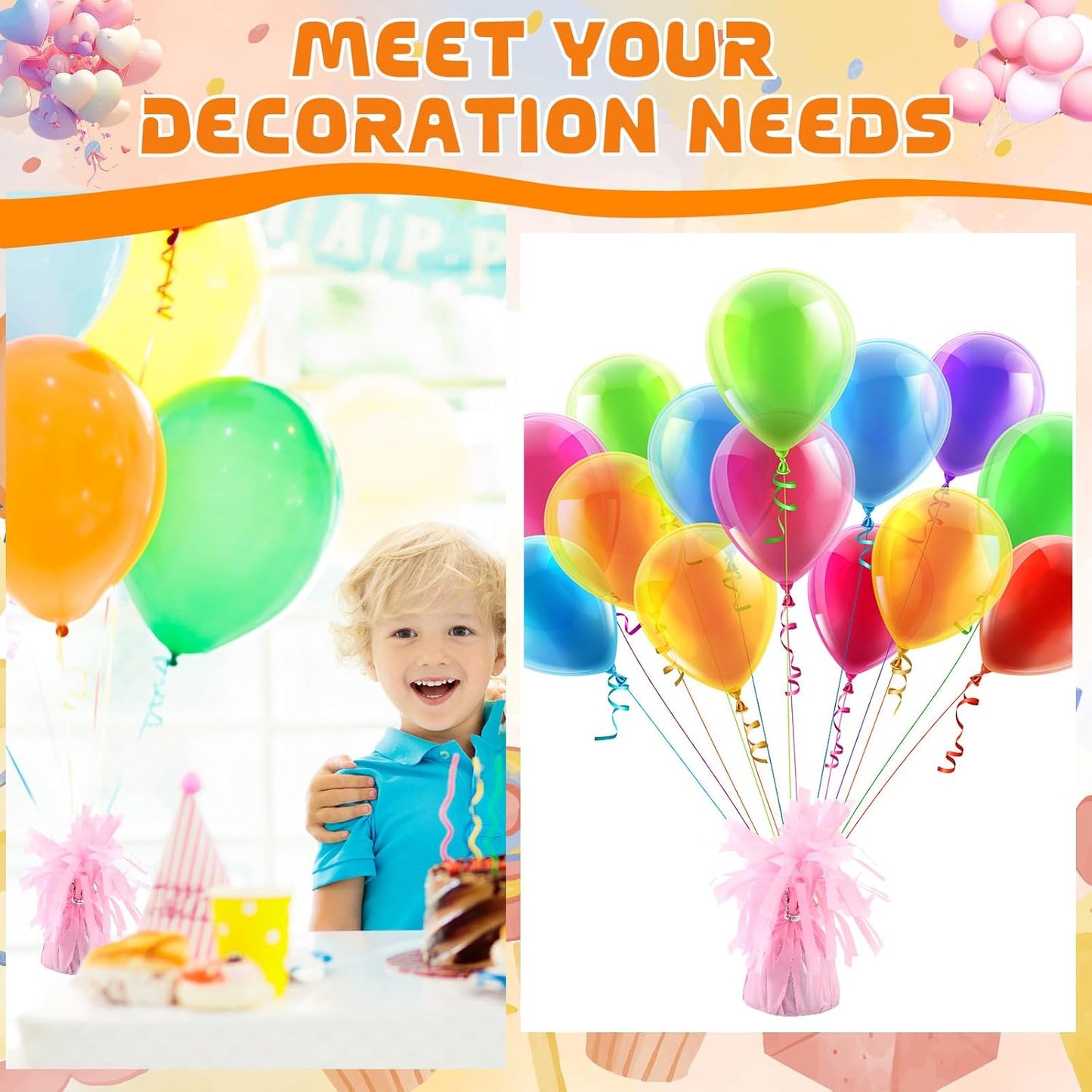 8 Pcs Pink Metallic Balloon Weights Holder Anchors Balloon Holder Weights for Helium Balloons Birthday Graduation Party Christmas Wedding Celebration Decoration (Pink)