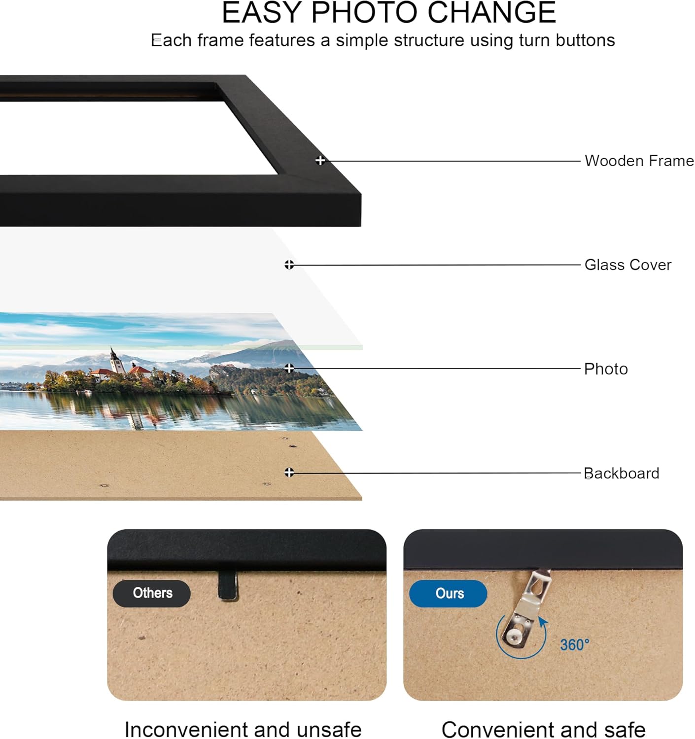 13x39 Puzzle Frame 2 Packs, Real Glass and Black Wood Frame, Display Panoramic 13 x 39 Picture Frames - Horizontal or Vertical Wall Mounting