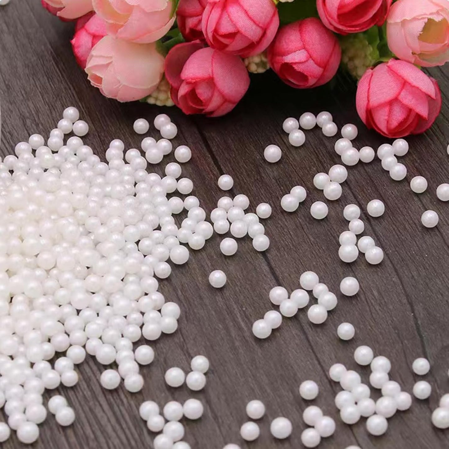 Sentovac 4mm White Pearl Sprinkles Edible Cake Decorating Sugar Candy Cookie Cake Cupcake Topper Ice Cream Baking Decorations Halloween Christmas Valentines Wedding Supplies