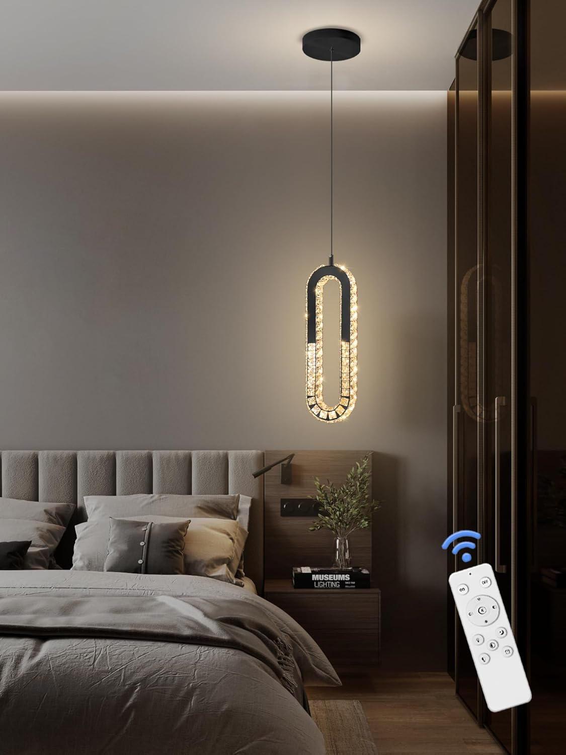 Modern Pendant Lighting 1-Light Chandelier Black Pendant Light Indoor Hanging Light Fixture for Kithchen Island Dinning Room Bedroom