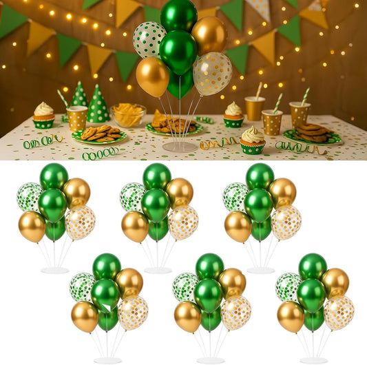 6pcs Balloon Stands Kit Table Centerpiece Table Decorations for Anniversary Birthday Wedding Graduation Retirement Party Decorations (Green Gold)