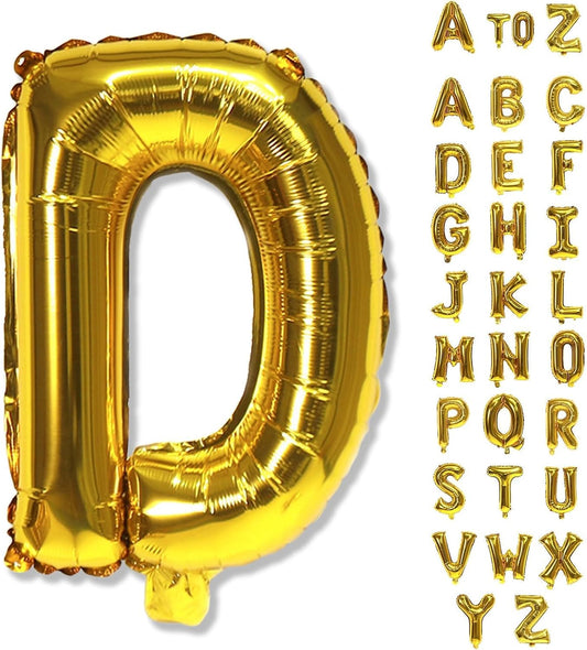 Custom Letters Balloon Gold, Large Helium Alphabet Name Balloon D Decor, 40 Inch Self Inflating Mylar Letter Foil Word Customize Balloons for Girls Women Birthday Anniversary Party Decoration Supplies