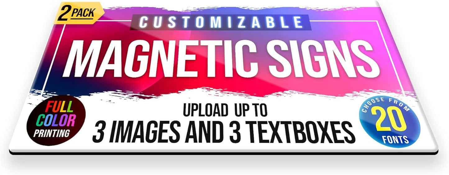 2-Pack,12"x24" Custom Magnet Signs in Full Color for Business and Advertising, 30 mil Customized Vinyl Car Magnets, Personalized Magnetic Sheets for Company Storefront & Vehicles (Rounded Corners D2)