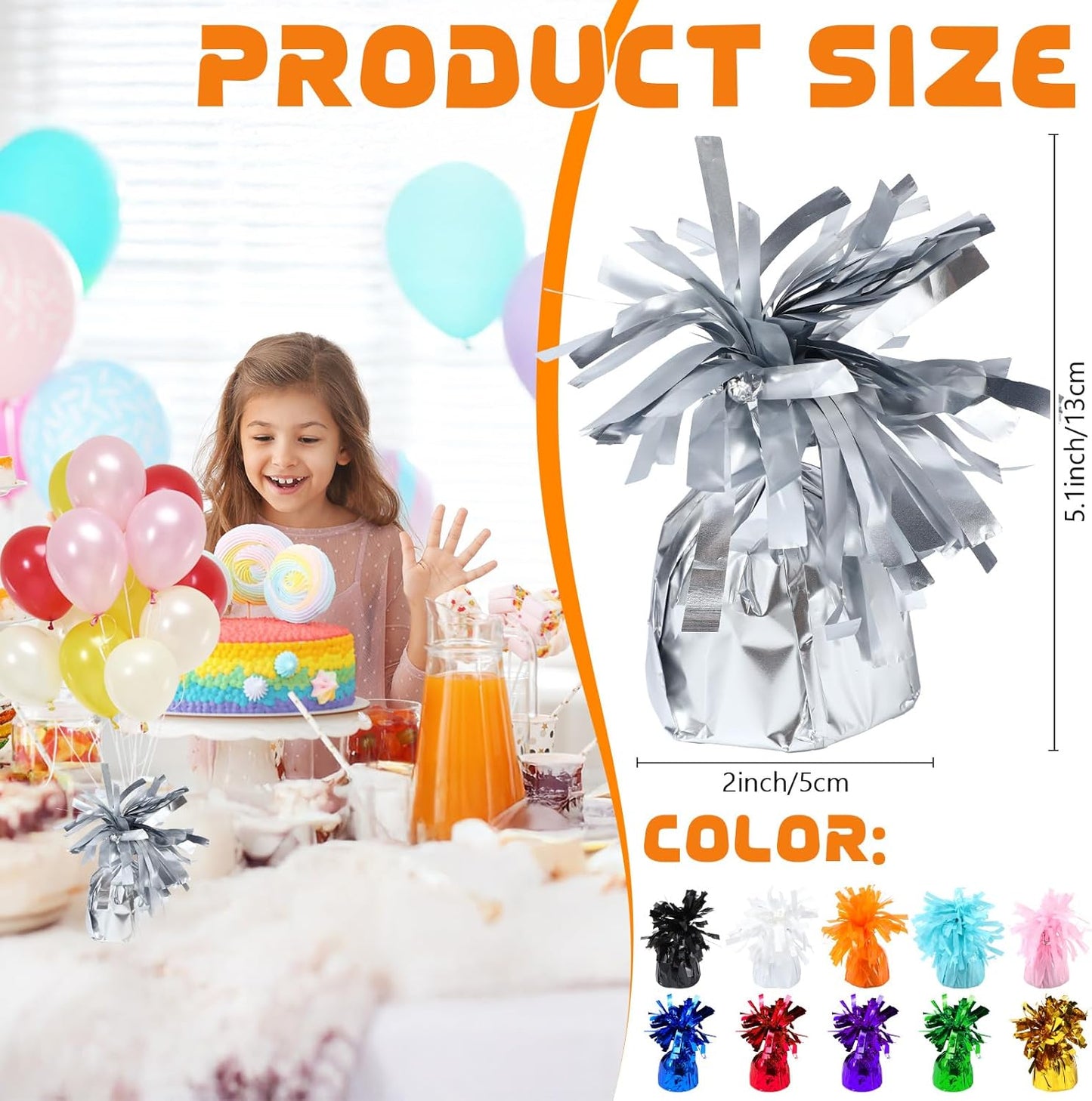 8 Pcs Silver Metallic Balloon Weights Holder Anchors Balloon Holder Weights for Helium Balloons Birthday Graduation Party Christmas Wedding Celebration Decoration (Silver)