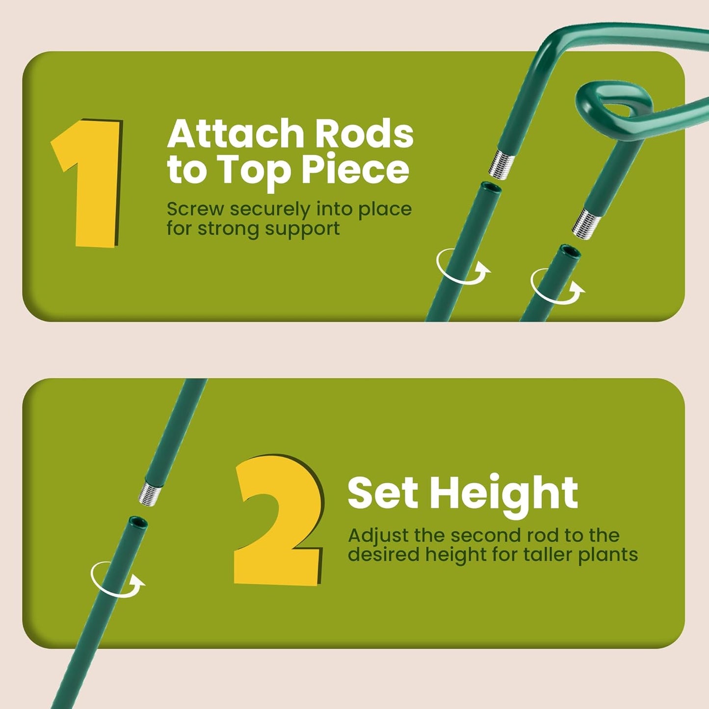 12 Pack Plant Support Stakes – Tall Plant Stakes for Indoor and Outdoor Gardens - Peony Cages and Supports - Cage Rings for Potted Flowers, Peony, Hydrangea, and Rose Bush (10" W x 16" - 24" H)