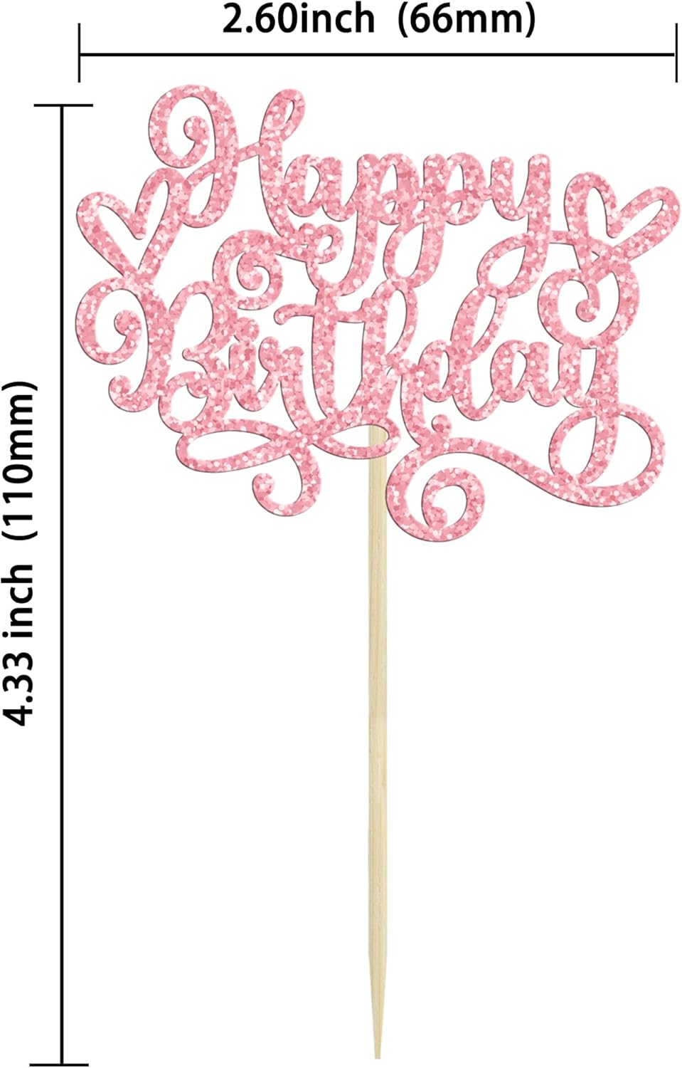 Gyufise 24Pcs Happy Birthday Cupcake Toppers Glitter Happy Birthday Cupcake Picks for Celebrating Happy Birthday Anniversary Theme Party Cake Decorations Supplies Pink