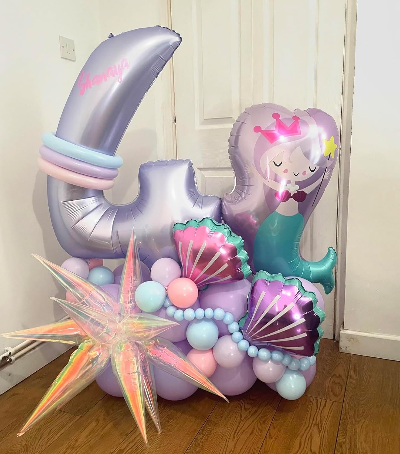 3pcs 26inch 3D iridescent Laser transparency(colorful) Explosion Star foil balloon, iridescent transparency Foil Cone Star burst Balloons for Birthday Wedding New Year Party Event