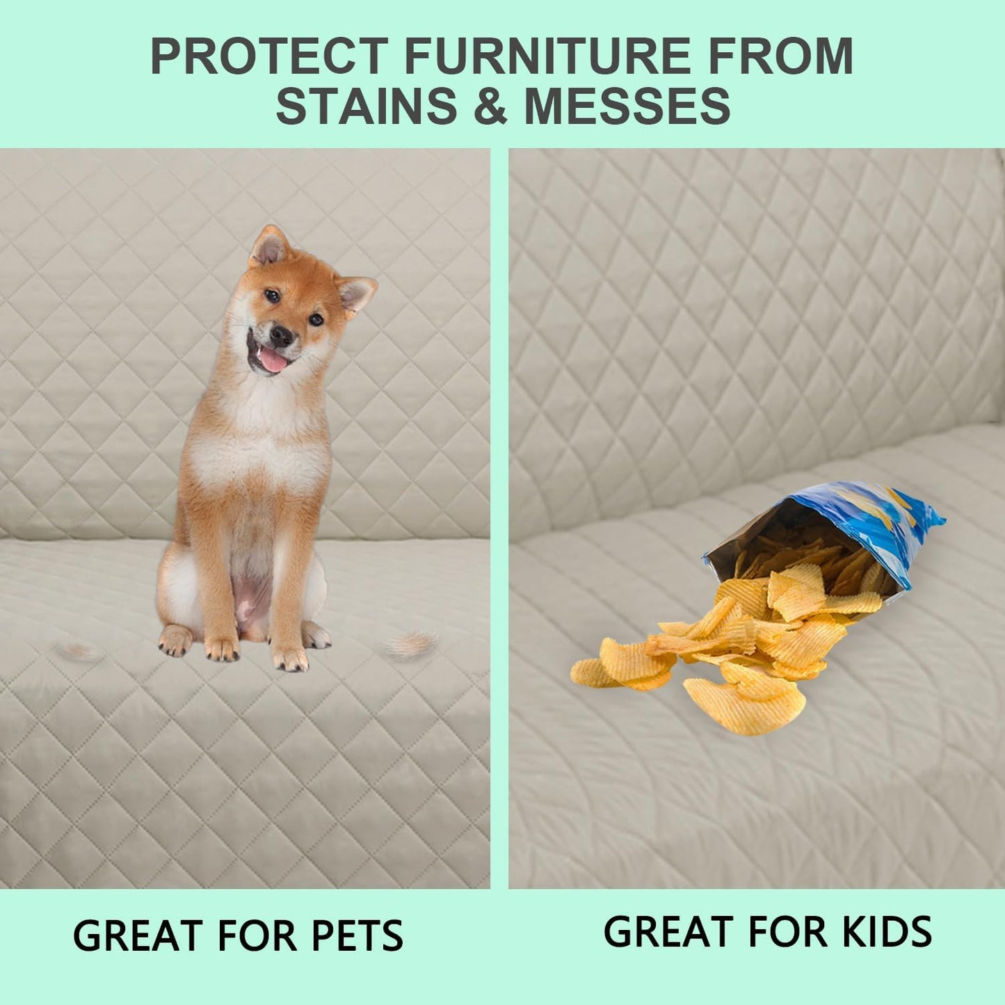 Recliner Chair Covers Reversible Sofa Couch Cover for Pets Lazy Boy Furniture Protector(23''Chair,Beige/Beige)