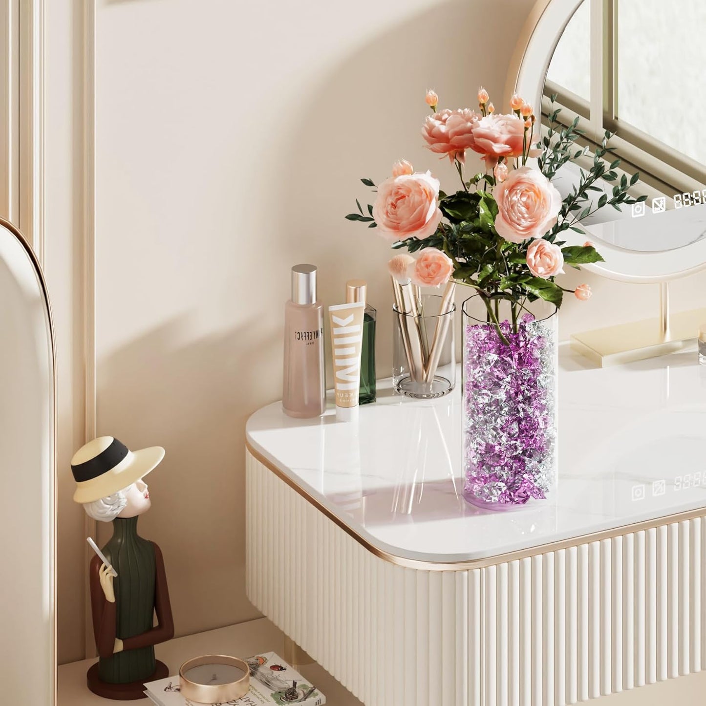 Acrylic Crushed Ice Rocks, Babenest 150 PCS Fake Crystals Plastic Ice Cubes Diamonds Gems for Vase Fillers, Home Decoration, Table Scatter, Event, Wedding, Arts & Crafts (Pink/Clear)