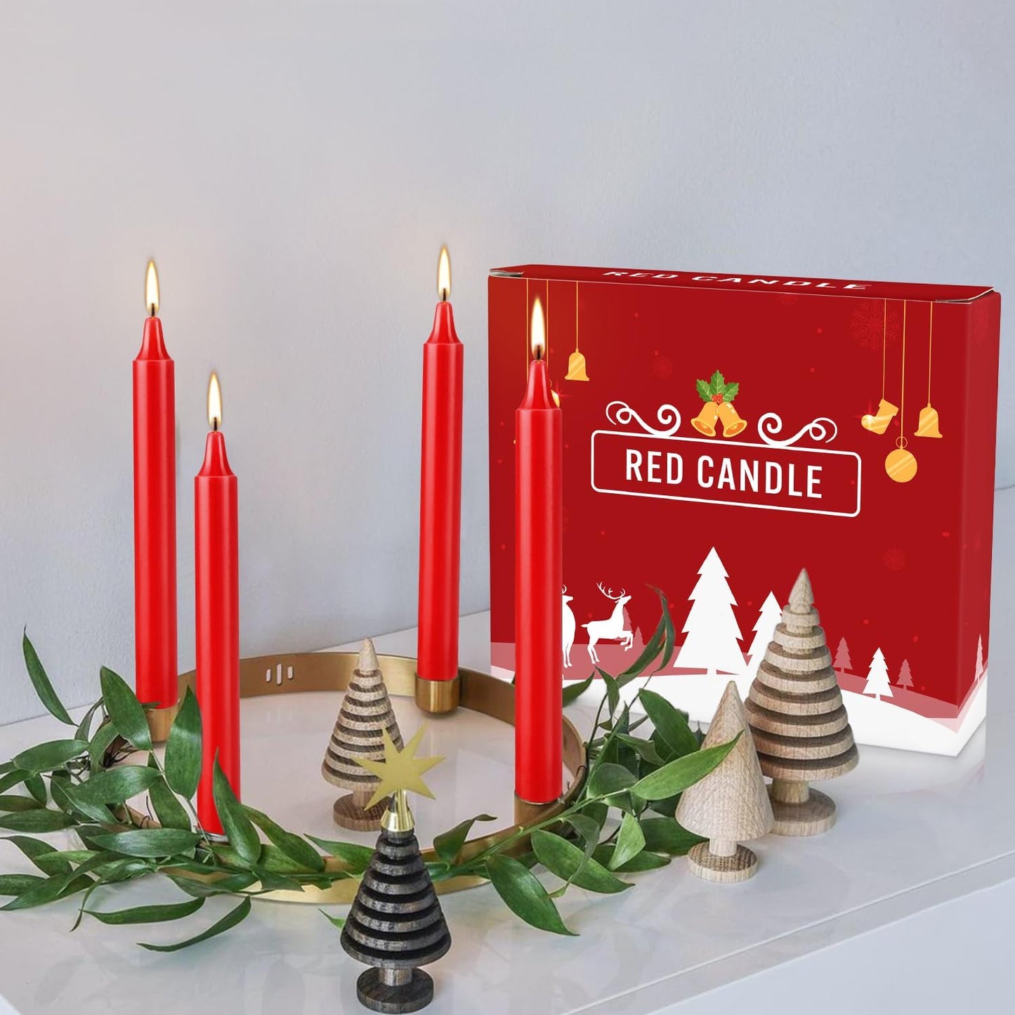 20PCS 4-inch Red Taper Candles for Decorative Use - Perfect for Christmas Events and Celebrations