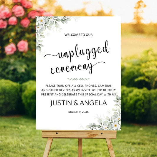 Unplugged Ceremony Yard Sign – Personalized Wedding Welcome Sign – No Phones or Cameras – Outdoor Ready