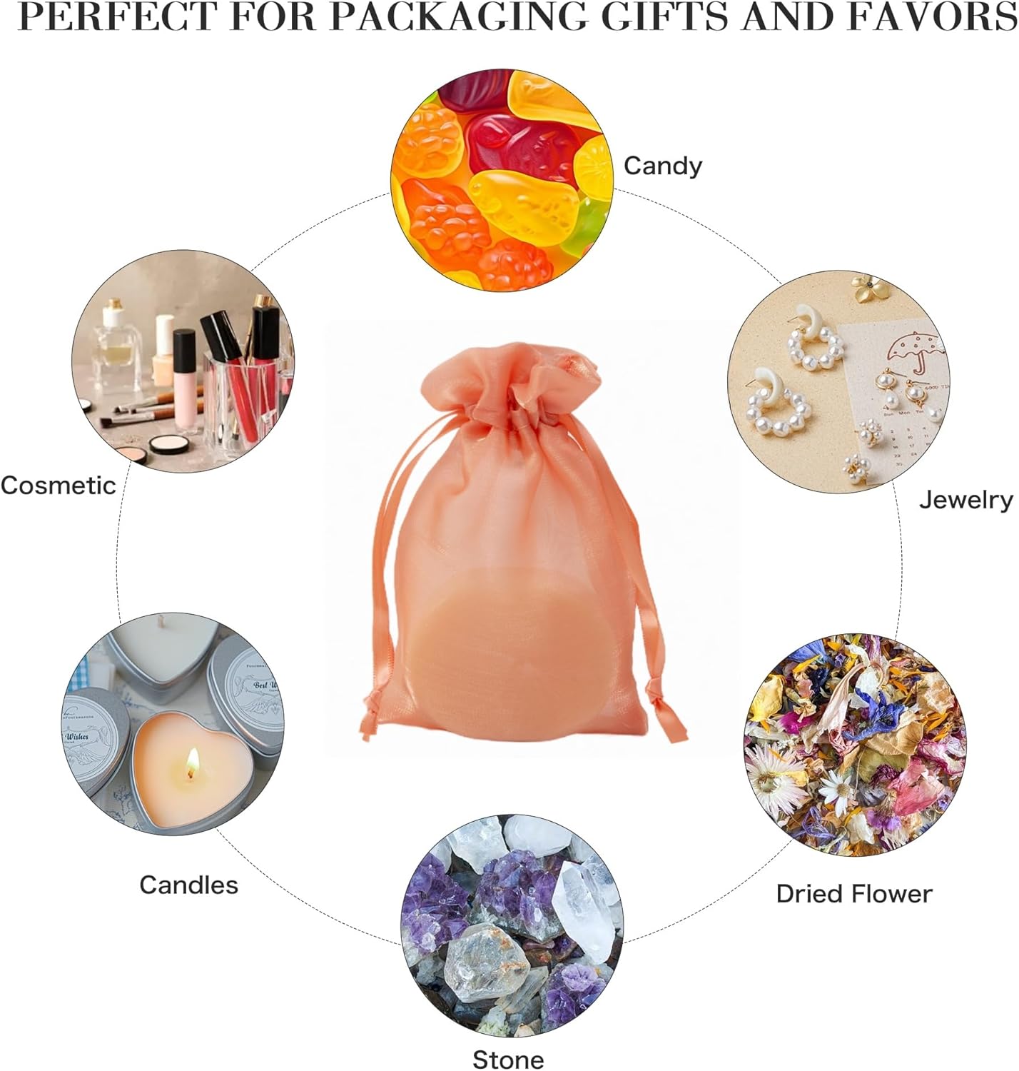 20 Pcs Orange Small Organza Bags 6X9 inch for Wedding Favors with Drawstring, Mini Mesh Gift Bags Jewelry Pouch for Candy Bridal Shower Party Favor Baby Shower Christmas