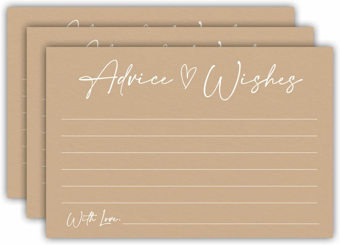 30 Advice And Wishes Cards, Minimalism Brown Wishes Cards For Wedding, Bridal Shower, Advice And Wishes For The Mr And Mrs, Baby Shower, Graduation, Retirement, Anniversary, Party Favor & Supplies-A02