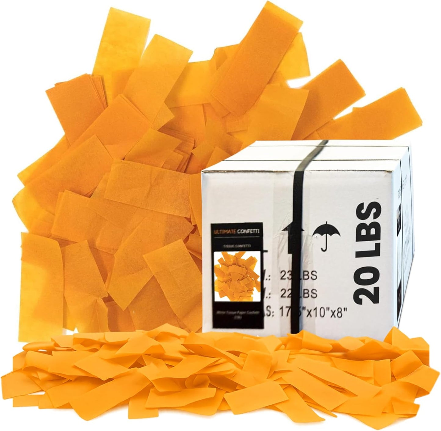 Ultimate Confetti, Orange Biodegradable Confetti – Rectangular Fluttering Tissue Paper Confetti for Cannon and Launcher use – Best for Gender Reveal, Parties, Concerts and Weddings - 20 lb, 320 oz