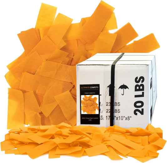 Ultimate Confetti, Orange Biodegradable Confetti – Rectangular Fluttering Tissue Paper Confetti for Cannon and Launcher use – Best for Gender Reveal, Parties, Concerts and Weddings - 20 lb, 320 oz