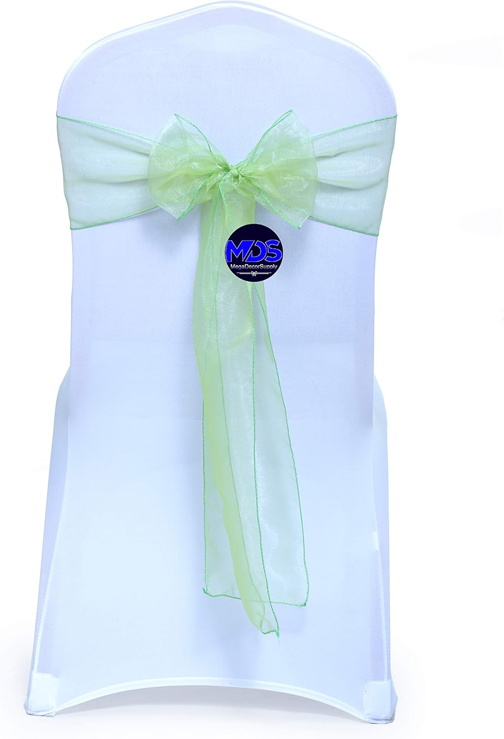 MDS Pack of 50 PCS Organza Chair Sashes Wider Dining Chair Bows Ribbon Tie Back for Wedding Party Birthday Bridal Shower Reception Event Banquet Home Chair Cover Decoration - Apple Green