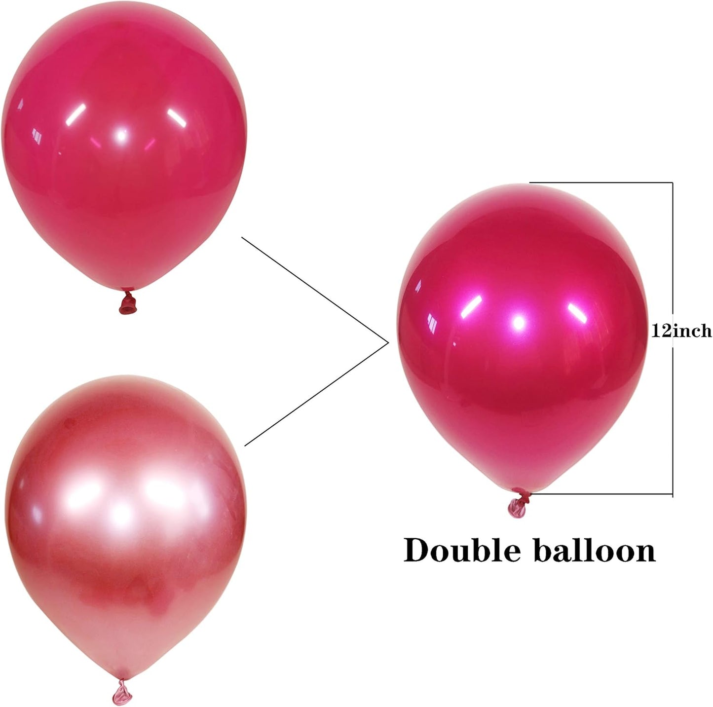 Metallic Red Balloong 50pcs 12 inches Hot Pink Balloons double layer Hot Pink balloons are more durable suitable for wedding birthday party balloon decorations