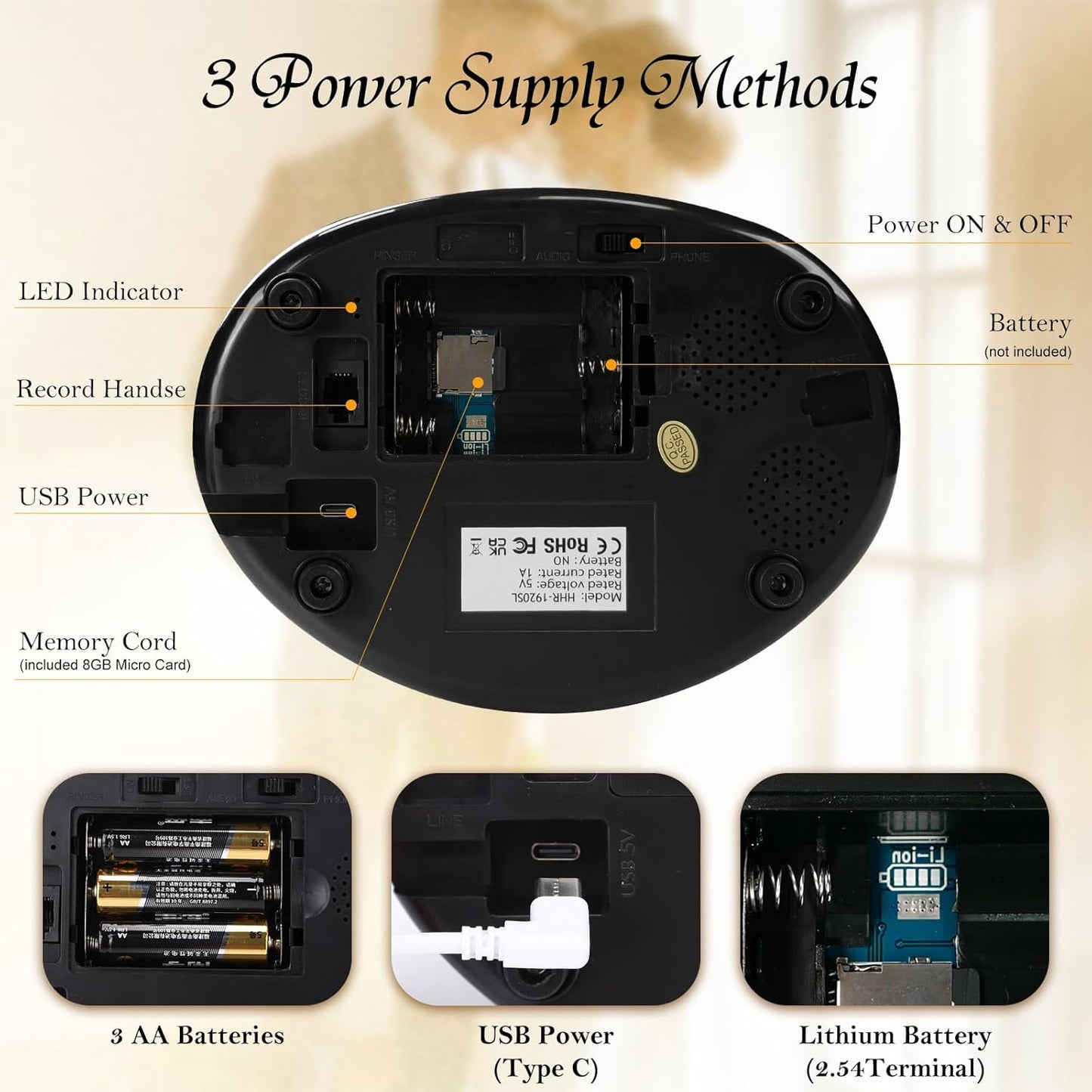 Audio Guest Book Wedding Phone,Audio Guestbook Phone Vintage Style Audio Message Voicemail for Graduation Retirement Party Birthdays Baby Shower Special Occasions (Black)