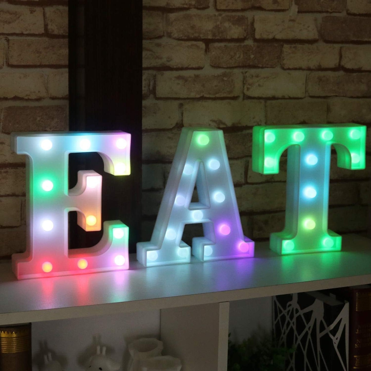 Pooqla Colorful LED Marquee Letter Lights with Remote – Light Up Marquee Signs – Party Bar Letters with Lights Decorations for The Home - Multicolor D