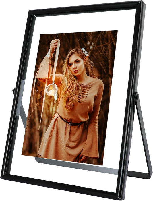 Black Floating Frame (5"x7", Vertical), For Picture 4x6, 3x5, 2x3, Tabletop Shelf Photo Frame, Classy Gift For Festival, Wedding, Home or Office Décor
