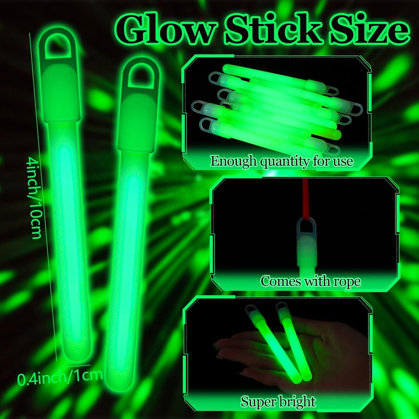 150 Pcs Green Glow Sticks Bulk 4 Inch Emergency Bright Light Sticks with Lanyard Fishing Glow Sticks 12 Hours Duration Camping Glow Sticks for Rave Easter Halloween Christmas New Year Concert Decor