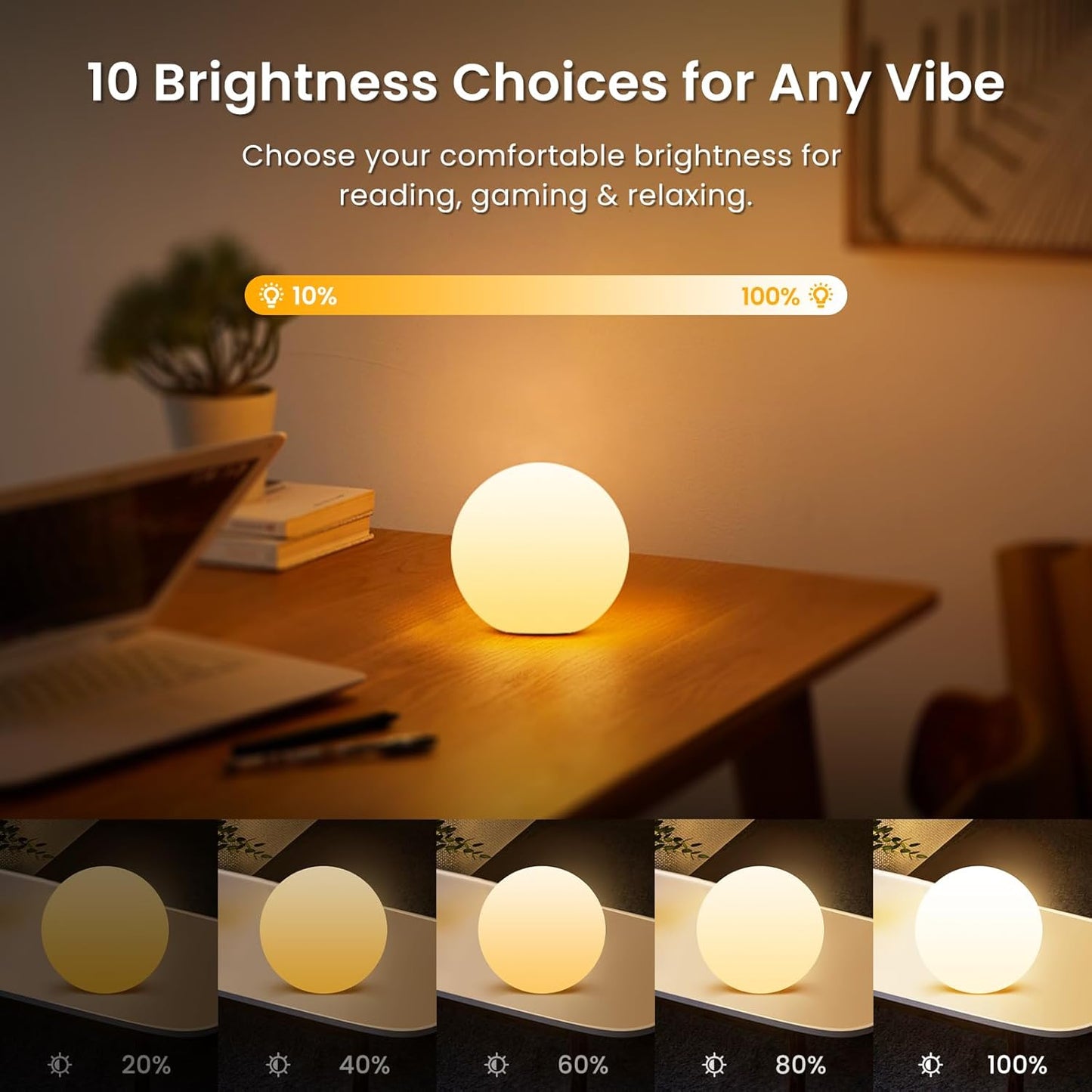 LOFTEK 3-inch Smart Sphere Night Light -Multi-Color Rechargeable Night Lights, RGB Ball Mood Lighting, Waterproof Ambient Lighting for Home Bedroom Patio Pool Decorative Lighting, 1 Pack