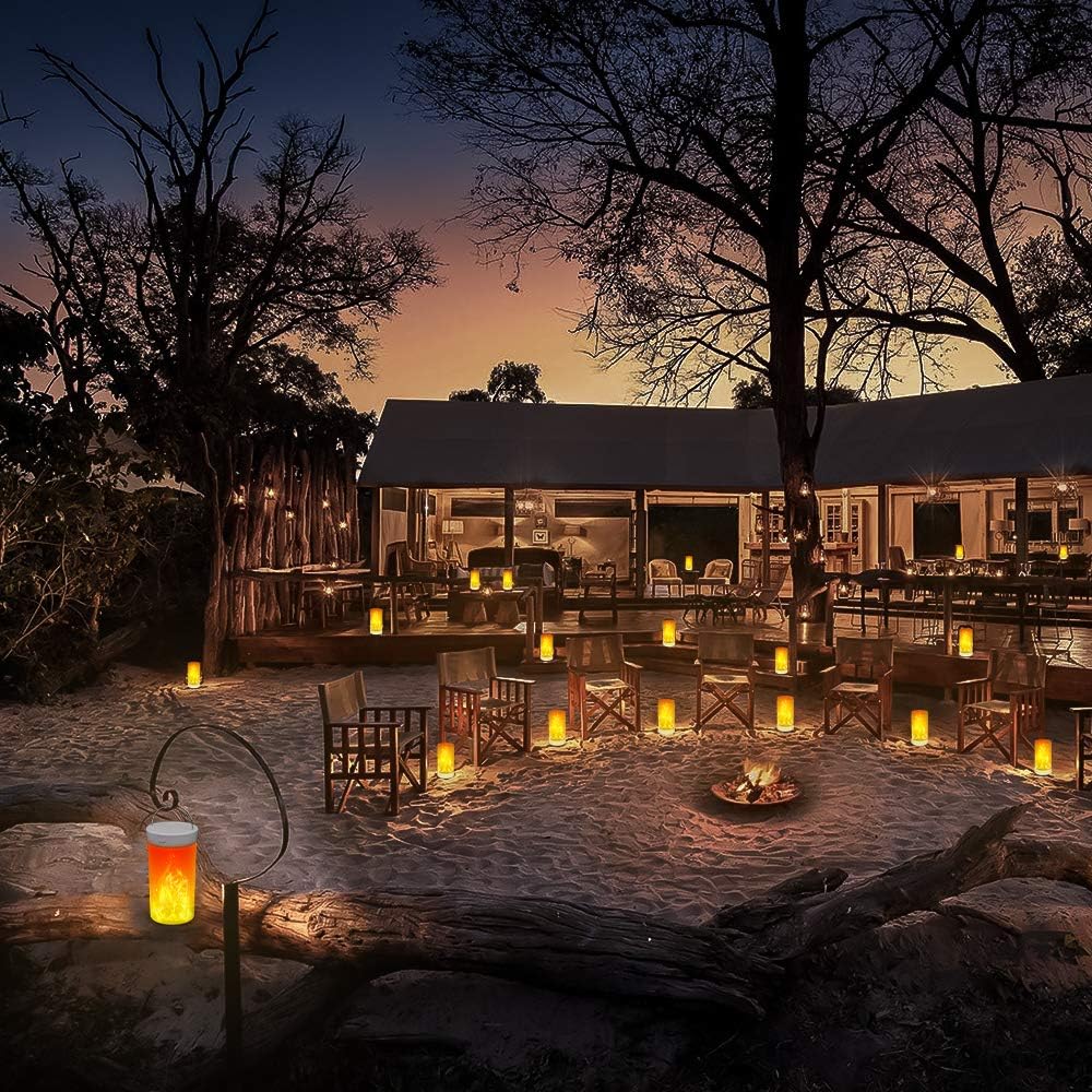 LED Flame Effect Light, USB Rechargeable Flame Candle Waterproof Dimmable 4 Modes Lantern with Gravity Sensing Effect & Magnetic Base, for Halloween, Room, Party, Bar Decor