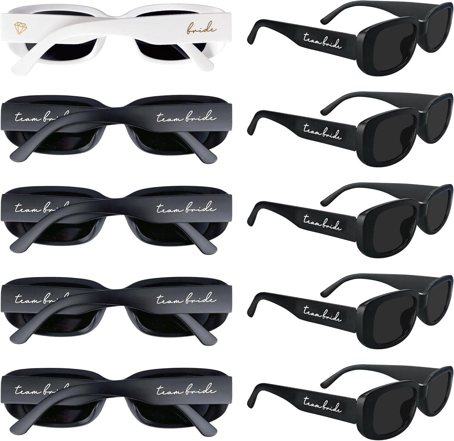 Bride's Babes Bachelorette Sunglasses, Bridesmaid Sunglasses,10 Pack Rectangle Team Bride glasses for Bachelorette Party