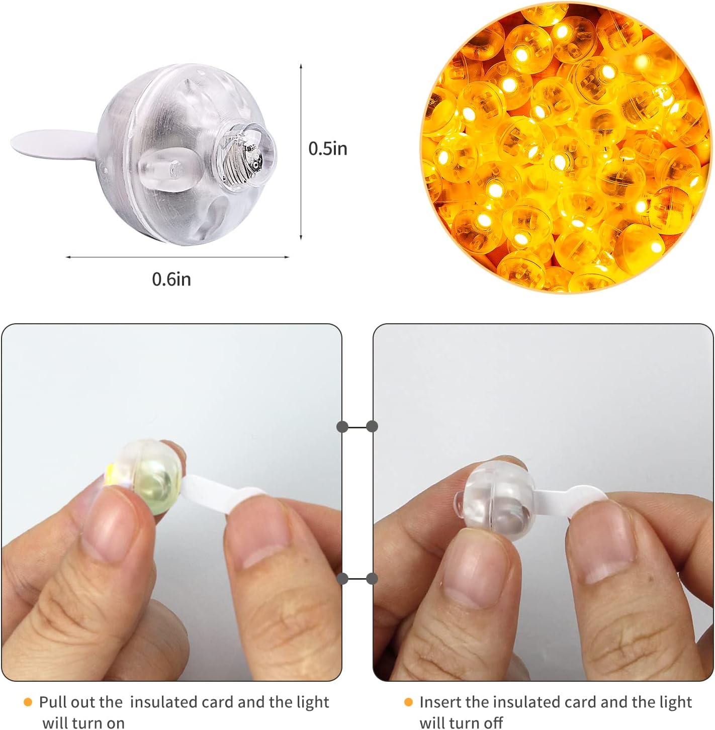 200pcs LED Orange Balloon Lights, Round LED Mini Lights for Paper Lantern Balloon Birthday Party Event Indoor Outdoor Wedding Decoration Halloween Christmas Supplies