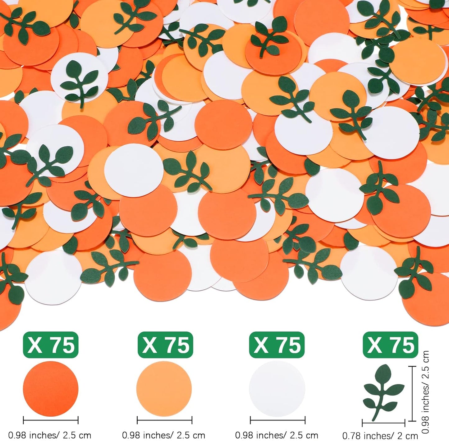 200 Pcs Little Cutie Baby Shower Confetti with Eucalyptus Decorations Hey Cutie Citrus Tangerine Themed Table Scatter Sprinkle Confetti Supplies (Orange Series)