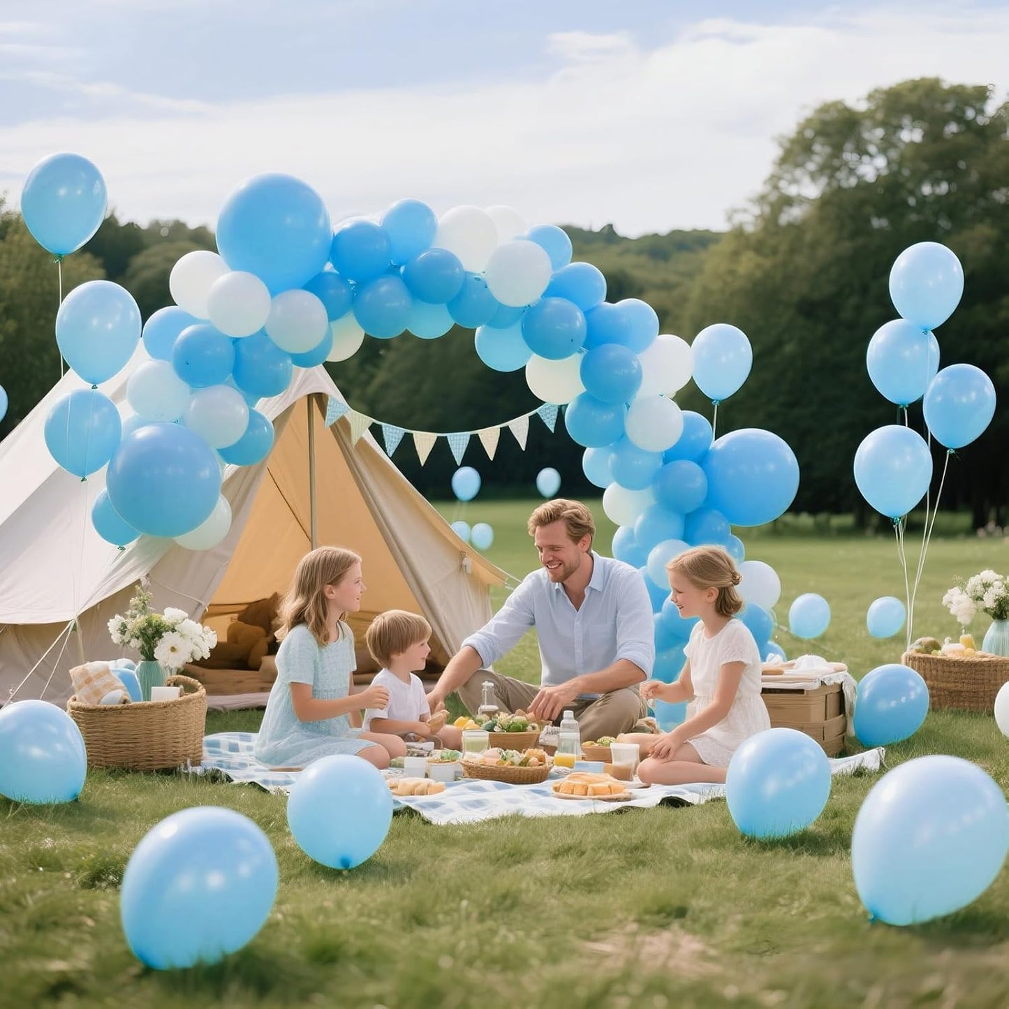 KAWKALSH Baby Blue Balloon Arch Kit 111Pcs 18 12 5 Inch Latex Party Balloons Garland for Birthday Baby Shower Wedding Engagement Anniversary