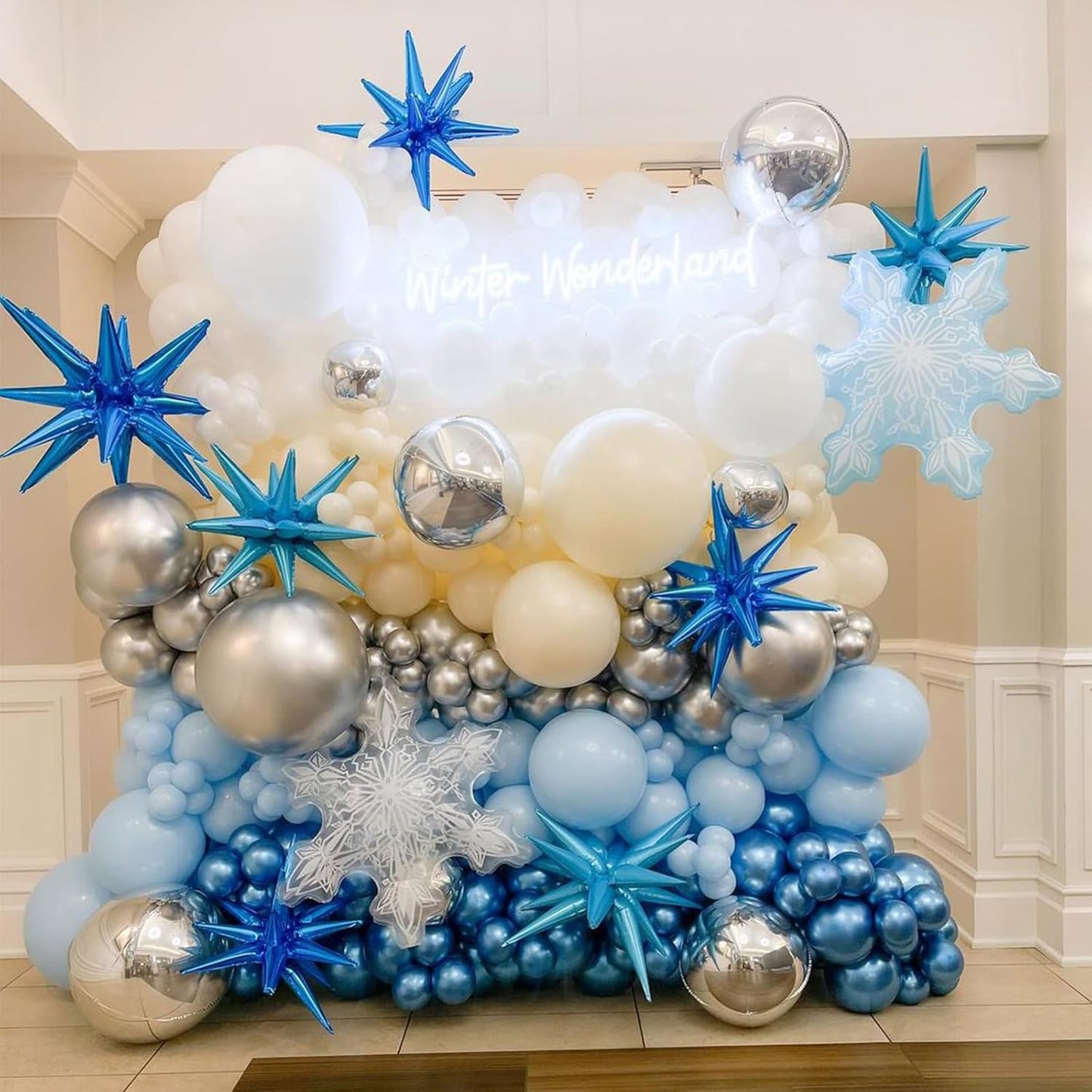 Blue Star Balloons,9Pcs 22Inch Blue Explosion Spike Cone Helium Polyester Film Star Foil Balloons for Birthday Anniversary Baby Shower Wedding Disco Party Decorations