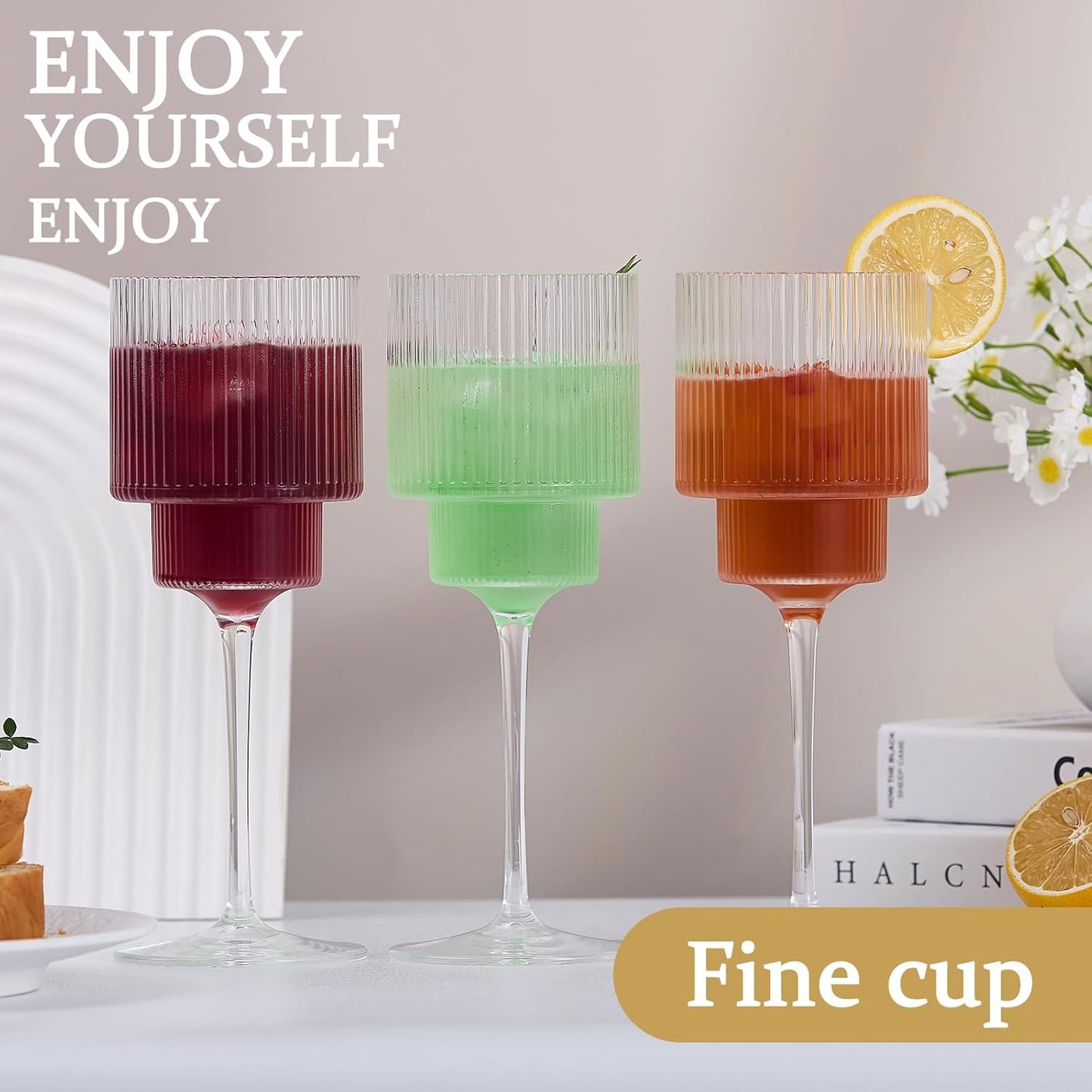 Plastic Goblets Wine Glasses - 12Oz Acrylic Wine Glasses Origami Unbreakable Clear Plastic Cocktail Glasses Recyclable Shatterproof Reusable Wine Cups for Parties & Weddings (Transparent 1)