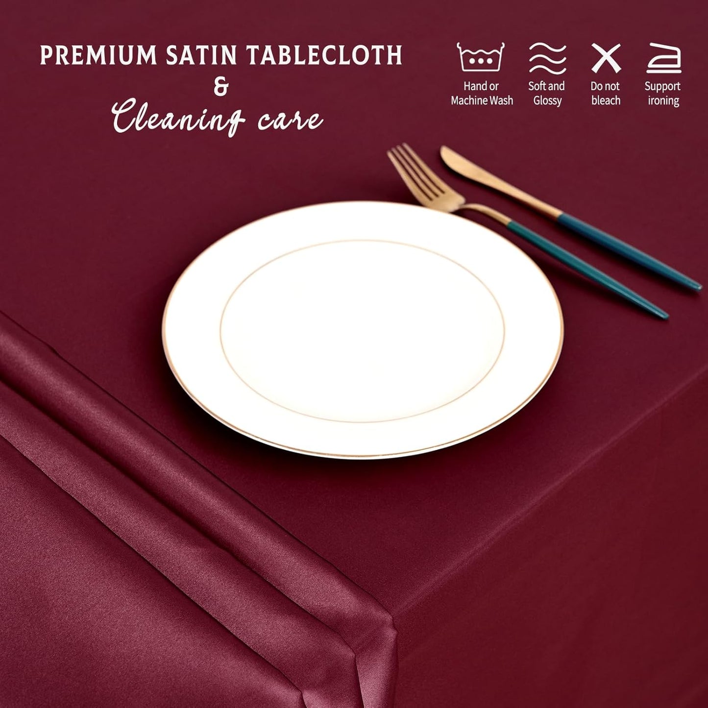 6 Packs Satin Tablecloth 57 x 108 Inch Burgundy Rectangular Table Cloth Silk Tablecloth Smooth Fabric Overlay Satin Table Cover Decoration for Wedding Party Banquet Events