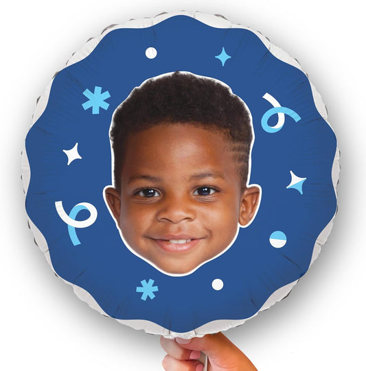 Big Dot of Happiness Personalized Fun Face Photo Blue Balloons, Custom Birthday Balloons, Boy Baby Shower Decorations, Bachelorette Party Decor, Bridal Shower, Double-Sided Mylar Balloon, 1 Piece