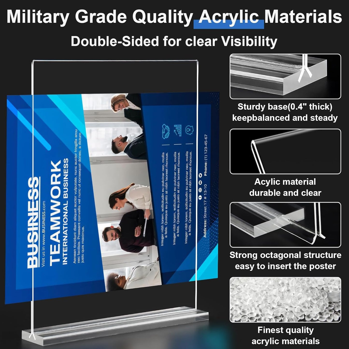 Acrylic Sign Holder 8.5 x 11,10 Pack Clear Sign Holder Double Sided Table Menu Vertical Desktop Display Stand Paper Flyer Holder Tabletop Sign Holder Suitable for Restaurants, Office, Store, Hotels