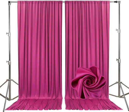 10ft x 10ft Fuchsia Backdrop Curtains for Parties, Fabric Satin Background Curtain with Rod Pockets for Weddings, Birthday, Baby Shower, Photography, Graduation Party Backdrop Drapes, 2 Panels