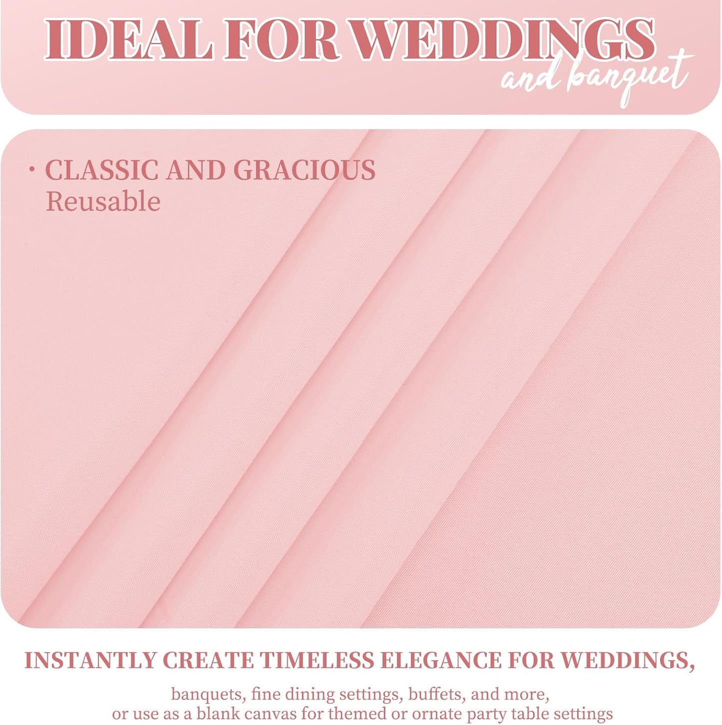 12 Pack 60 x 102 Inch Rectangle Tablecloth Pink Polyester Tablecloth for 6 Feet Rectangle Tables,Washable Fabric Table Cloth for Wedding Dining Table Buffet Parties Camping