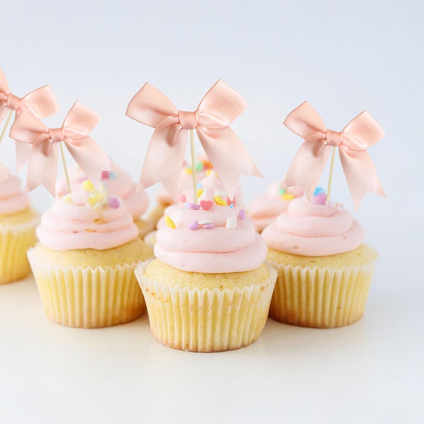 Gyufise 24Pcs Bow Cupcake Toppers Coquette Bow Girls Birthday Cake Decorations Bowknot Cake Toppers Bowknot Cupcake Picks for Baby Shower Birthday Wedding Bridal Engagement Party Supplies Dark Pink