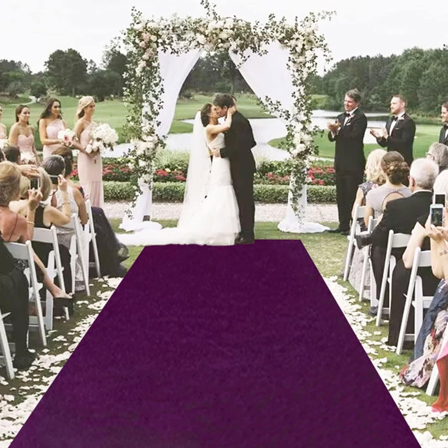 MODFUNS Wedding Aisle Runner Purple Velvet Aisle Runners 4x30ft Carpet Runner for Party Vintage Runway Rug with Carpet Tape Wedding Carpet for Bridal Baby Shower Ceremony Decor