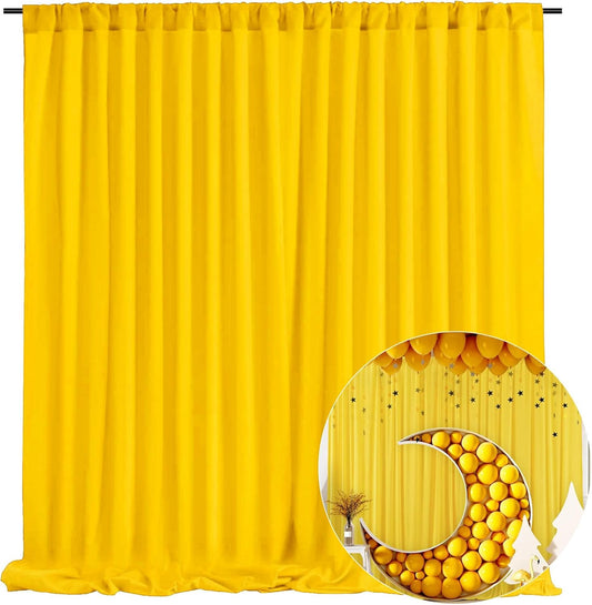 10 x 10 Feet Yellow Backdrop Curtain for Partie, Background Curtains for Photoshoot, Birthday, Wedding, Halloween, Thanksgiving, Christmas Day, New Year Party Decorations 5Ft x 10Ft, 2 Panels