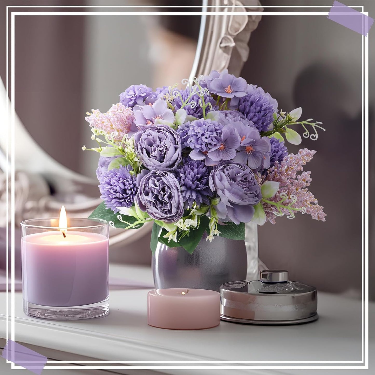 Zeyune 8 Pcs Wedding Silk Flowers Fake Silk Flowers Faux Bouquet Hydrangea Bouquets for Wedding Birthday Party Table Centerpieces Home Decoration(Purple,Peony)