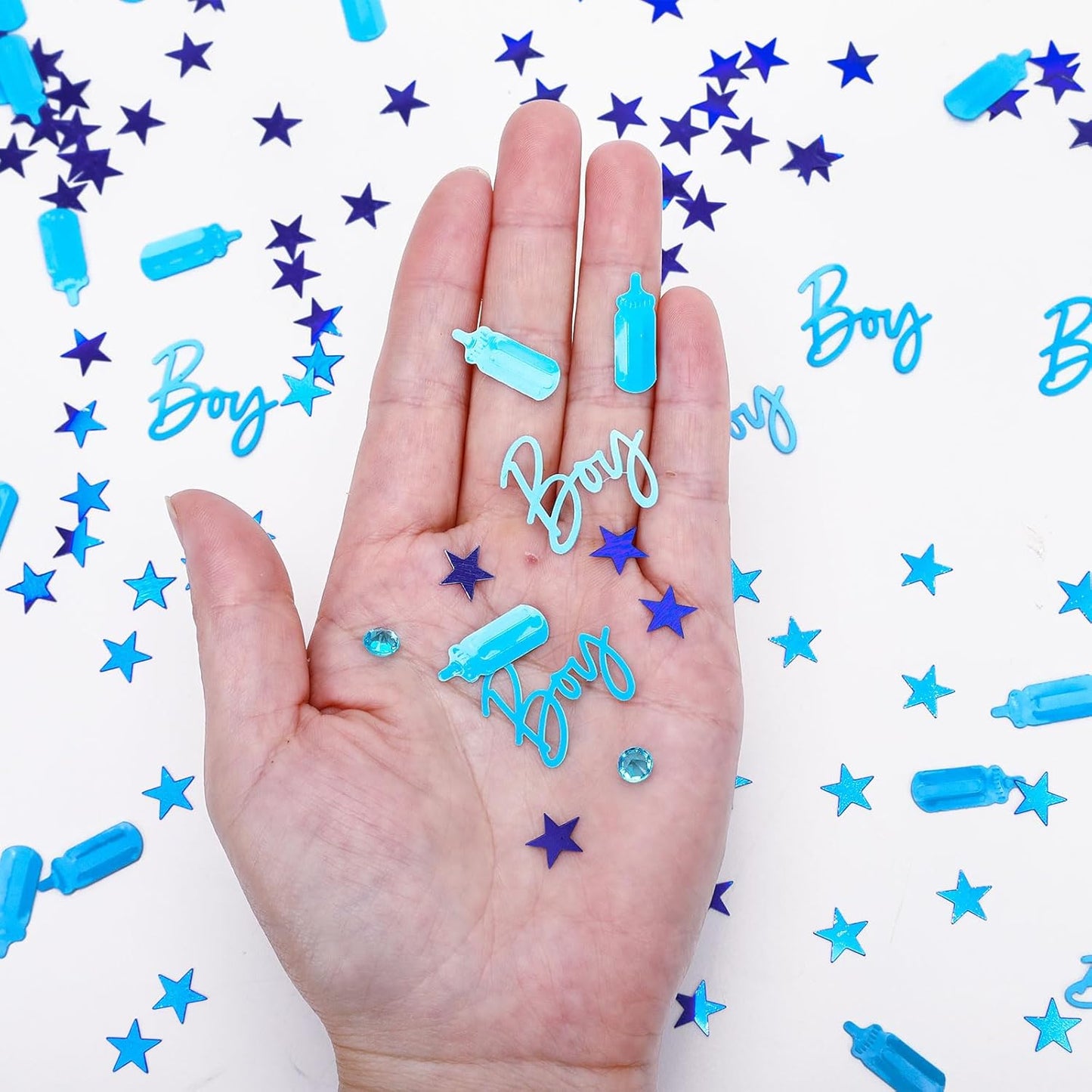 MARFOREVER Blue Confetti, Baby Shower Decorations Glitter Boy Table Confetti Sprinkle Gender Reveal Scatter for Gender Reveal Birthday Party Decorations