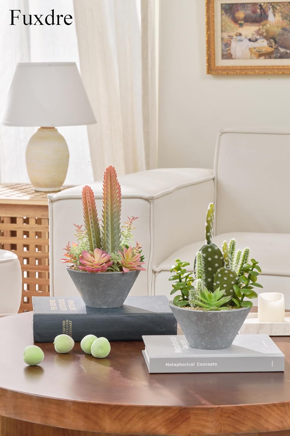 2-Pack Artificial Succulent Plants in Vintage Plastic Pots - Waterproof Fake Plants Decor for Home Office Desk - Low Maintenance Indoor Greenery for Bathroom, Shelf & Table