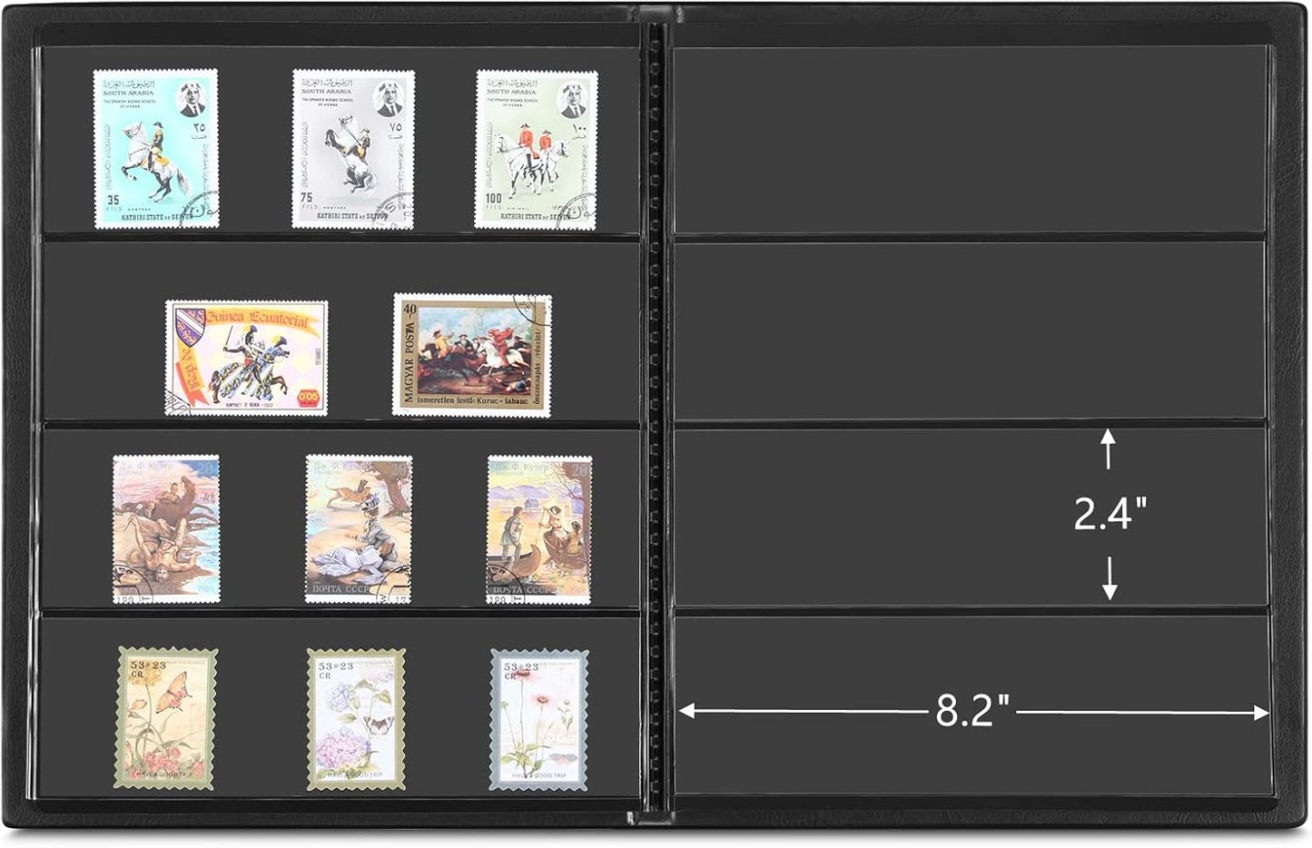 MUDOR Stamp Collecting Album, 4 Rows Pockets Book for Collectors, 10 Sheets Stockbook