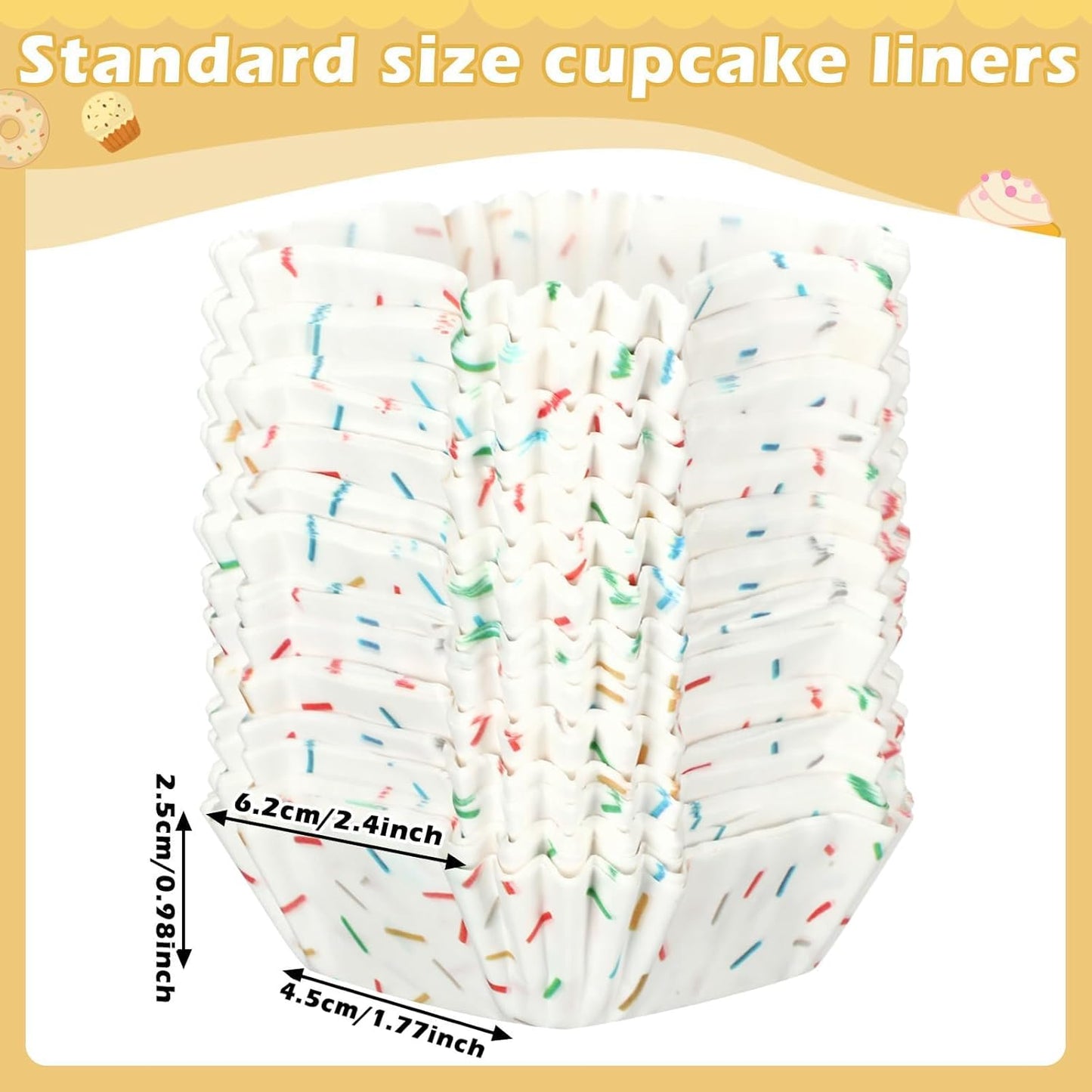 Tanlade 350 Pcs Square Mini Cupcake Liners Disposable Brownie Baking Pan Liners 1.77 Inch Paper Baking Cup for Cup and Cupcakes Party Supplies for Weddings Birthdays Bridal Showers(Confetti)