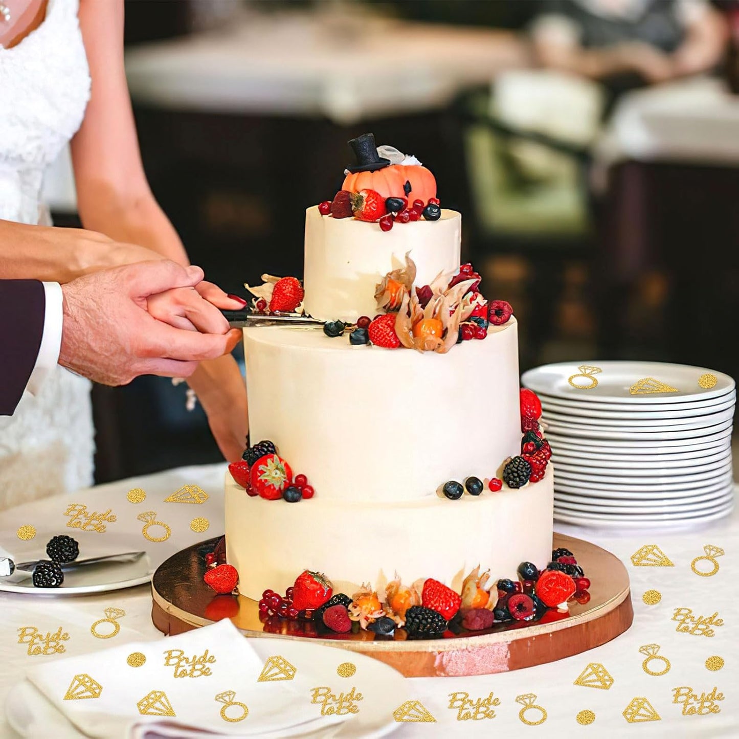 MARFOREVER Gold Wedding Confetti Bridal Shower Decorations Bride to Be Confetti Diamond Ring and Circle Glitter Paper for Wedding Bachelorette Bridal Engagement Party Decor Table Scatter