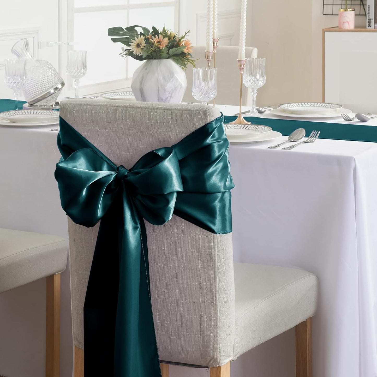 24Pack Table Runner 12 x 108 Inches Satin Silk Table Runner for Wedding, Birthday Party, Banquets, Graduations Decoration, fit Rectange and Round Table-Hunte