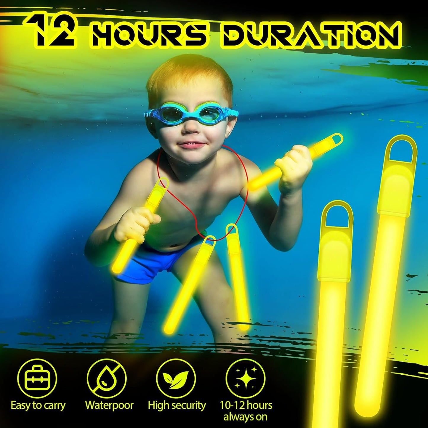 Lewtemi 4" or 6" 100 Pack Bright Glow Sticks Bulk, Glow in The Dark Party Supplies Birthday and Holidays Party Favors