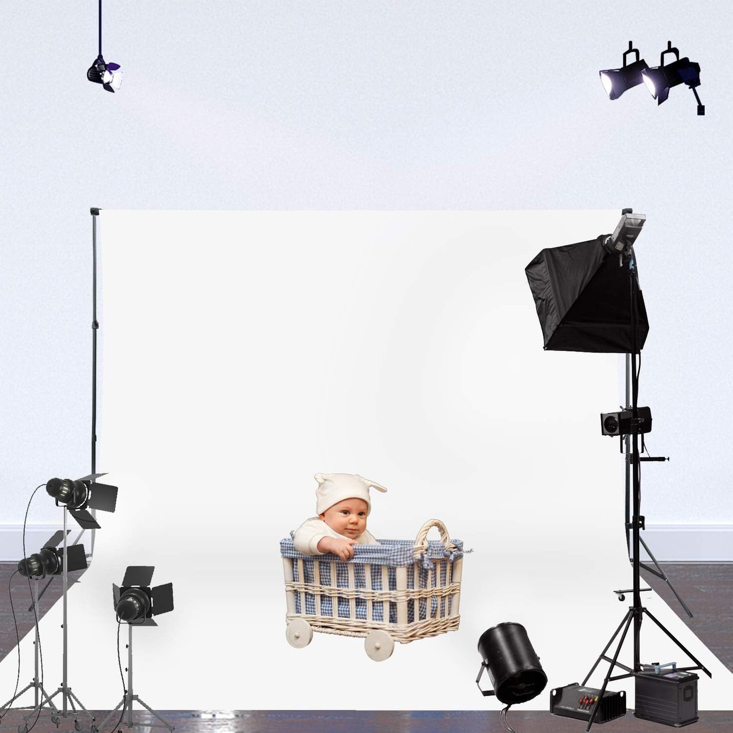 ISSUNTEX 9X15 ft Background Muslin Backdrop, Photo Studio, Collapsible High Density Screen for Video Photography and Television-Black/White